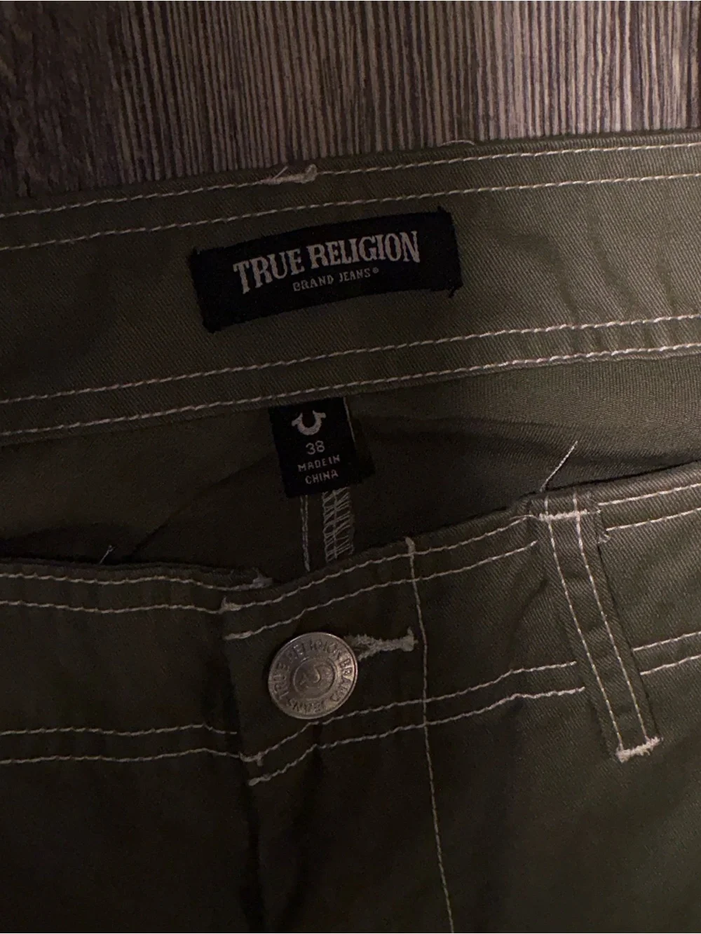True Religion Olive Green Relaxed Cargo Jeans